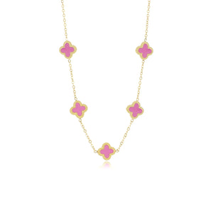 Ketting klaver gold/pink