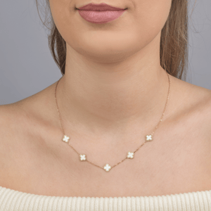 Ketting klaver gold/white