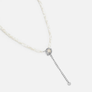 Kralen ketting wit zilver