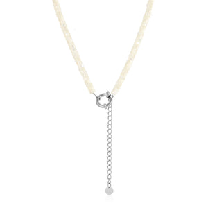 Kralen ketting wit zilver
