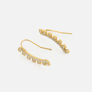 Oorbel gebogen met steentjes goud