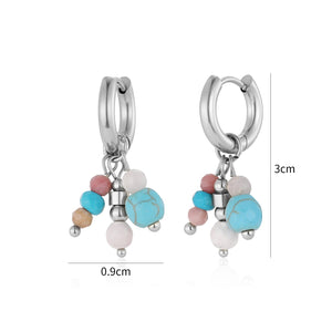 Oorbellen blauw gekleurde kralen zilver