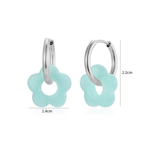Oorbellen bloem turquoise zilver