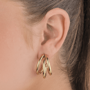 Oorbellen drie hoops goud