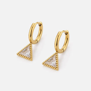 Oorbellen driehoek strass goud