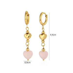 Oorbellen fancy hart en parel goud