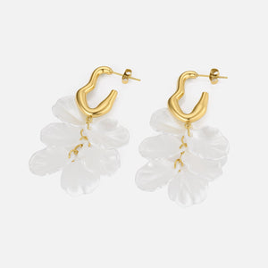 Oorbellen flora wave goud/wit