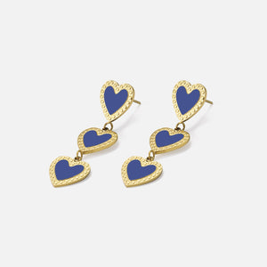 Oorbellen hangende hartjes blauw