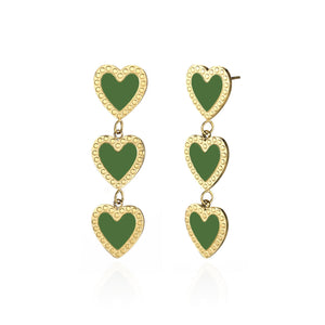 Oorbellen hangende hartjes groen