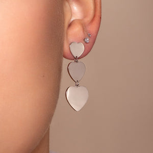 Oorbellen hangende hartjes zilver