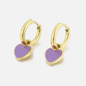 Oorbellen hartje paars goud