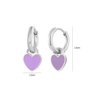 Oorbellen hartje paars zilver