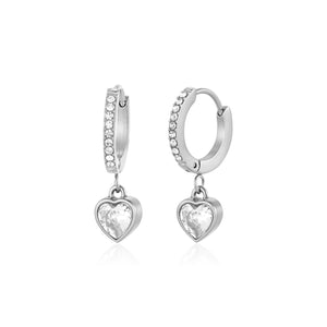 Oorbellen hartje zirkonia zilver