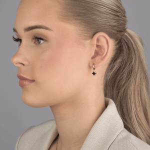 Oorbellen klaver gold/black