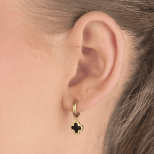 Oorbellen klaver gold/black