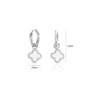 Oorbellen klaver silver/white