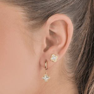 Oorbellen klaver steentjes goud