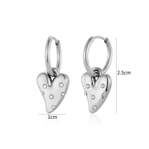 Oorbellen lux hart strass zilver