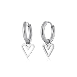 Oorbellen open hartje zilver