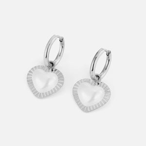 Oorbellen parel hart zilver