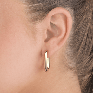 Oorbellen rechthoekig goud