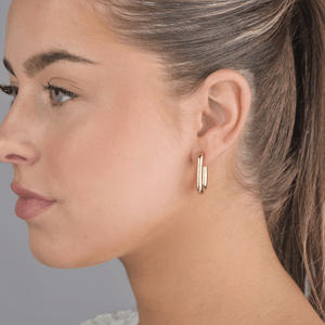 Oorbellen rechthoekig goud