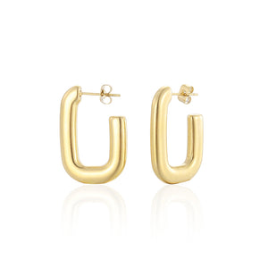 Oorbellen rechthoekig goud