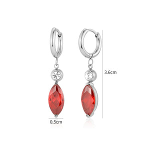 Oorbellen rode steen zilver
