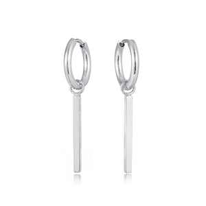 Oorbellen staafje lang zilver