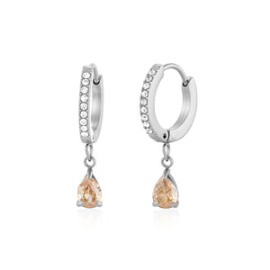 Oorbellen zirkonia druppel zilver