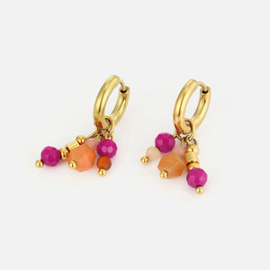 Oorringen gekleurde kralen goud