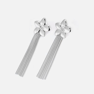 Oorsteker bloem hangend zilver