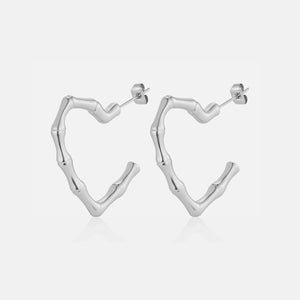 Oorstekers bamboe hart zilver