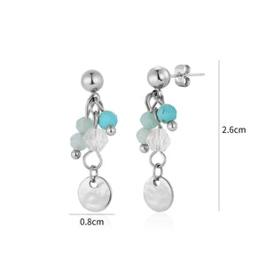 Oorstekers blauw gekleurde kralen zilver