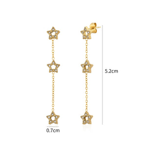 Oorstekers drie hangende sterren goud