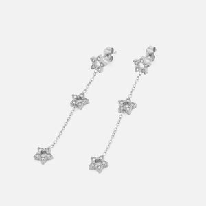 Oorstekers drie hangende sterren zilver