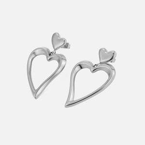 Oorstekers dubbel fancy hart zilver