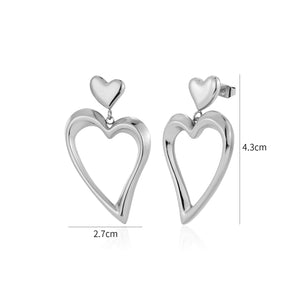 Oorstekers dubbel fancy hart zilver