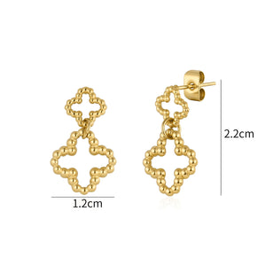 Oorstekers dubbele klaver goud