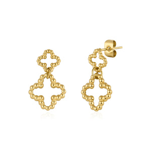 Oorstekers dubbele klaver goud