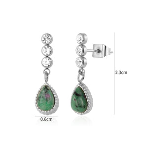 Oorstekers emerald drop zilver