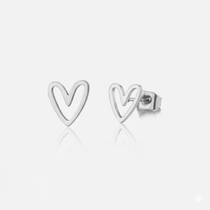 Oorstekers grote open hart zilver