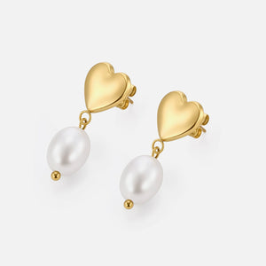 Oorstekers hart met parel goud