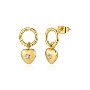 Oorstekers hartje zirkonia goud