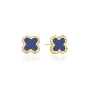Oorstekers klaver gold/blue