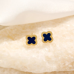 Oorstekers klaver gold/blue