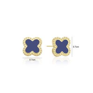 Oorstekers klaver gold/blue