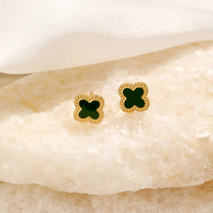 Oorstekers klaver gold/green