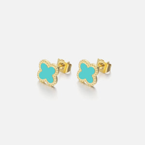 Oorstekers klaver gold/mint