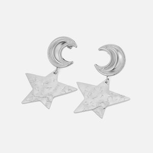 Oorstekers maan en ster zilver